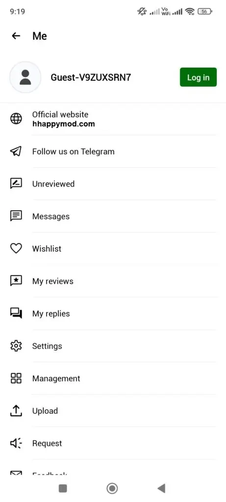 Create Account on HappyMod